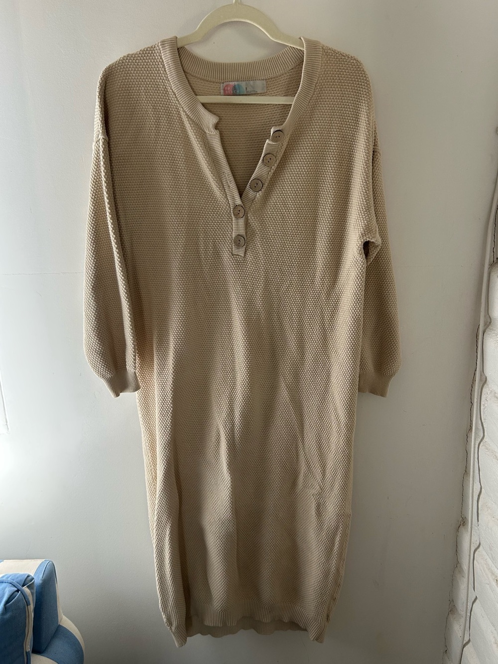 Cozy Women's Free People Knit Button-Front Sweater Dress - Cream